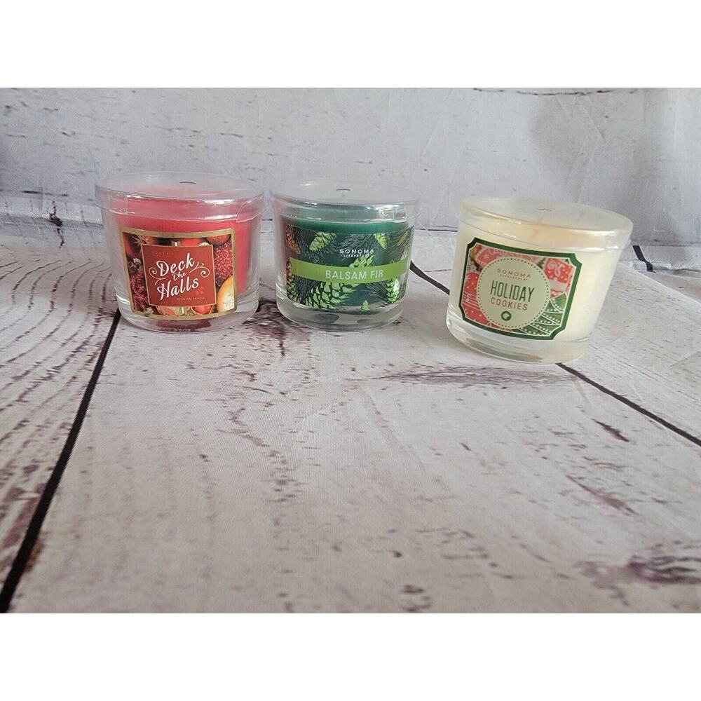 William sonoma Holiday Gift set 3 candles 1.5 Ounces Unburned